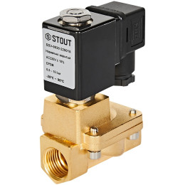 Клапан соленоидный (электромагнитный) STOUT непрямого (пилотного) действия НЗ 220В G1/2, SSV-0030-220015
