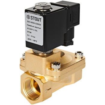 Клапан соленоидный (электромагнитный) STOUT непрямого (пилотного) действия НЗ 220В G3/4, SSV-0030-220020