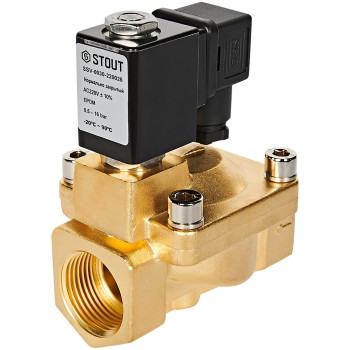 Клапан соленоидный (электромагнитный) STOUT непрямого (пилотного) действия НЗ 220В G1, SSV-0030-220025