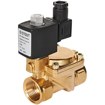 Клапан соленоидный (электромагнитный) STOUT непрямого (пилотного) действия НО 24В G1, SSV-0040-024025