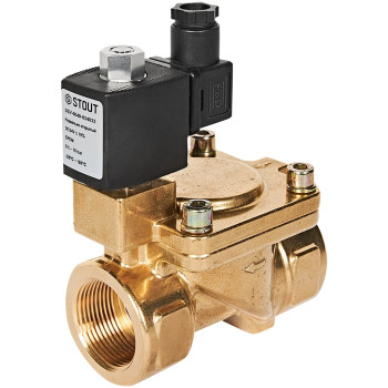 Клапан соленоидный (электромагнитный) STOUT непрямого (пилотного) действия НО 24В G1 1/4, SSV-0040-024032