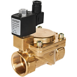 Клапан соленоидный (электромагнитный) STOUT непрямого (пилотного) действия НО 24В G1 1/2, SSV-0040-024040
