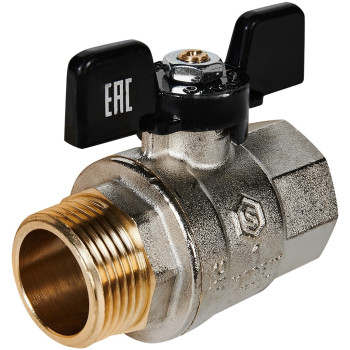 Кран шаровой полнопроходной STOUT ВР/НР ручка бабочка 1, SVB-0004-200025