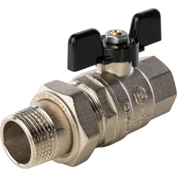 Кран шаровой полнопроходной STOUT ВР/НР, ручка бабочка 1, американка, SVB-0007-000025