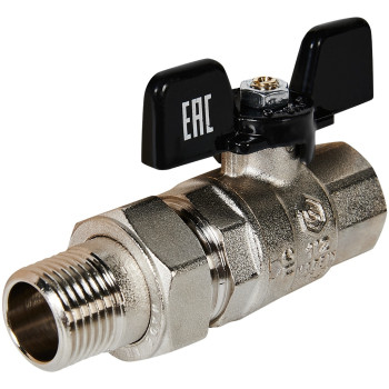 Кран шаровой полнопроходной с американкой STOUT ВР/НР ручка бабочка 1/2, SVB-0007-200015