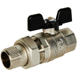 Кран шаровой полнопроходной с американкой STOUT ВР/НР ручка бабочка 3/4, SVB-0007-200020