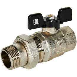 Кран шаровой полнопроходной с американкой STOUT ВР/НР ручка бабочка 1, SVB-0007-200025