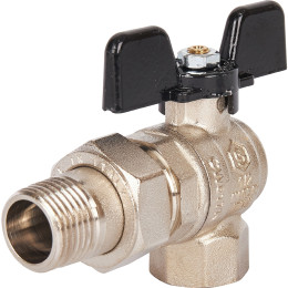 Кран шаровой полнопроходной STOUT угловой, ВР/НР, ручка бабочка 1/2, американка, SVB-0008-000015