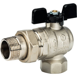 Кран шаровой полнопроходной угловой STOUT ВР/НР, ручка бабочка 1, американка, SVB-0008-000025