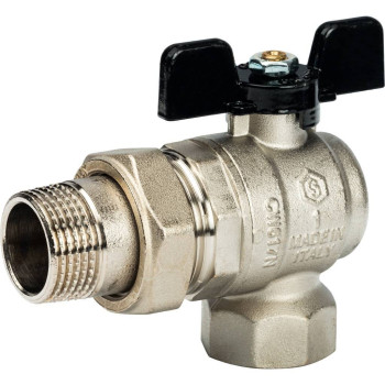 Кран шаровой полнопроходной угловой STOUT ВР/НР, ручка бабочка 1, американка, SVB-0008-000025