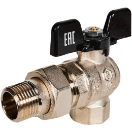 Кран шаровой полнопроходной угловой с американкой STOUT ВР/НР ручка бабочка 1/2, SVB-0008-200015