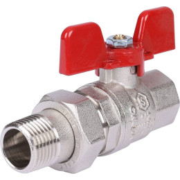 Кран шаровой полнопроходной STOUT с американкой , ВР/НР, ручка бабочка 1/2 (EPDM), SVB-1007-000015