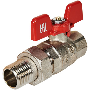 Кран шаровой полнопроходной с американкой STOUT ВР/НР ручка бабочка 1/2 (EPDM), SVB-1007-200015