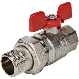 Кран шаровой полнопроходной с американкой STOUT ВР/НР ручка бабочка 3/4 (EPDM), SVB-1007-200020