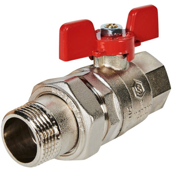 Кран шаровой полнопроходной с американкой STOUT ВР/НР ручка бабочка 1 (EPDM), SVB-1007-200025