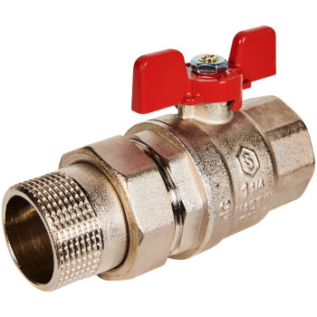 Кран шаровой полнопроходной с американкой STOUT ВР/НР ручка бабочка 1 1/4 (EPDM), SVB-1007-200032