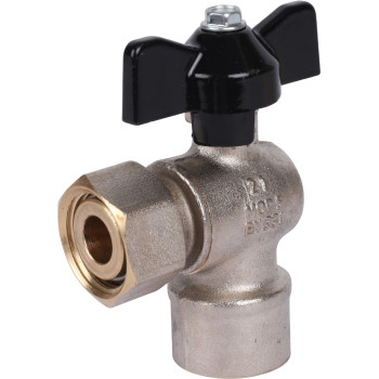 Кран шаровой STOUT 1/2x1/2 с накидной гайкой угловой, ВР/накидная гайка, ручка бабочка, SVB-1010-000015