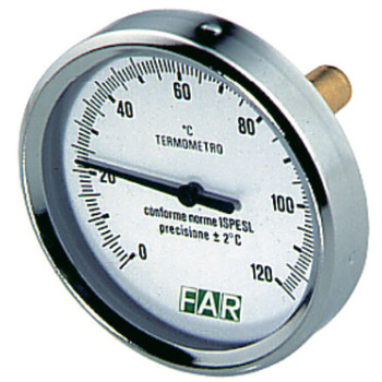 Термометр 1/2", торцевое соединение, 0...120°С, зонд 50 мм, ф80 мм FAR