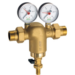 Фильтр латун., 1 1/4" американка, с манометром, 300мкм, Max: 95 °C, 25 бар