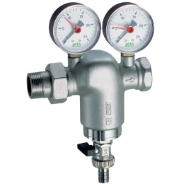Фильтр 1 1/2", из DZR латуни, с манометром, хромированный FAR