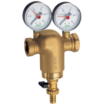 Фильтр латун., 1 1/4" ВР-ВР, с манометр., 300мкм, Max: 95 °C, 25 бар
