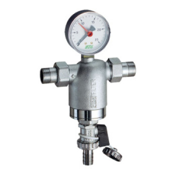 Фильтр 3/4 НР-НР, с манометром, 100мкм, Max: 95 °C, 25 бар (+ EPDM прокладка FD 8722 34 — 2 шт.)