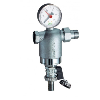 Фильтр 1/2" НР-BР, с манометром, 100мкм, Max: 95 °C, 25 бар