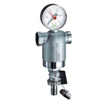Фильтр 1/2", ВР-ВР, 300 мкм, с манометром, Tmax: 95 °С, 25 бар FAR