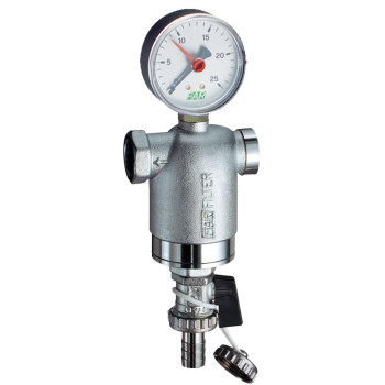 Фильтр 1/2", ВР-ВР, 100 мкм, с манометром, Tmax: 95 °С, 25 бар FAR