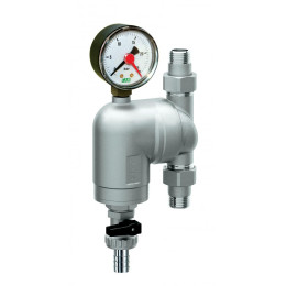 Фильтр с поворотным соединением, 1/2", НР-НР, 300 мкм, с манометром, Tmax: 95 °С, 25 бар FAR