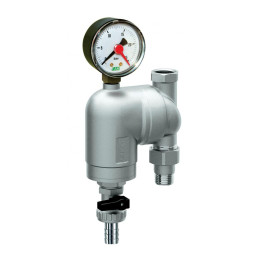 Фильтр с поворотным соединением, 3/4", ВР-НР, 100 мкм, с манометром, Tmax: 95 °С, 25 бар FAR