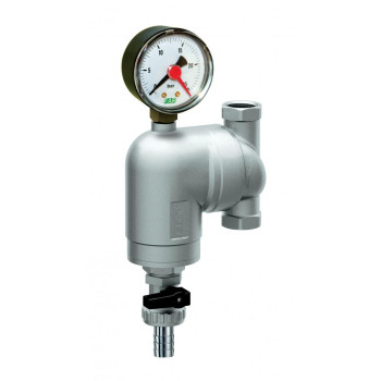Фильтр с поворотным соединением, 1/2", ВР-ВР, 100 мкм, с манометром, Tmax: 95 °С, 25 бар FAR