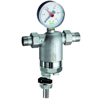 Фильтр 3/4", НР-НР, 300 мкм, с магнитной вставкой, с манометром, Tmax: 95 °С, 25 бар FAR