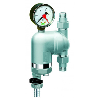 Фильтр с поворотным соединением, 3/4", НР-НР, 100 мкм, с магнитной вставкой, с манометром, Tmax: 95 °С, 25 бар FAR