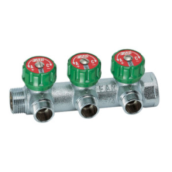 Коллектор регулирующий 3/4" (ВР-НР) с 3 отв. 1/2" НР (заглушка для коллектора FK 4150 34 в комплекте