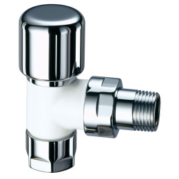 Вентиль термостатический угловой TopFAR, TOP LINE, 1/2", М24х19, EPDM, цвет серебро/белая эмаль FAR