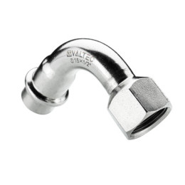 Отвод 90* с переходом на вн. р., нерж. сталь 15х1/2"