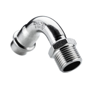 Отвод 90* с переходом на  нар. р., нерж. сталь 22х3/4"