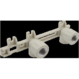 Водорозетка двойная на планке PP-R 20*1/2" В FV-Plast (латунь, серая) (AA255020012)