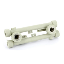 Водорозетка двойная проходная PP-R 20*1/2" В FV-Plast (латунь, серая) (AA221020012)