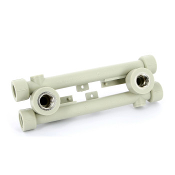 Водорозетка двойная проходная PP-R 20*1/2" В FV-Plast (латунь, серая) (AA221020012)